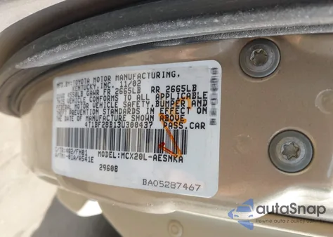 2003 Toyota Avalon Xl from USA, damaged, VIN 4T1BF28B13U300437